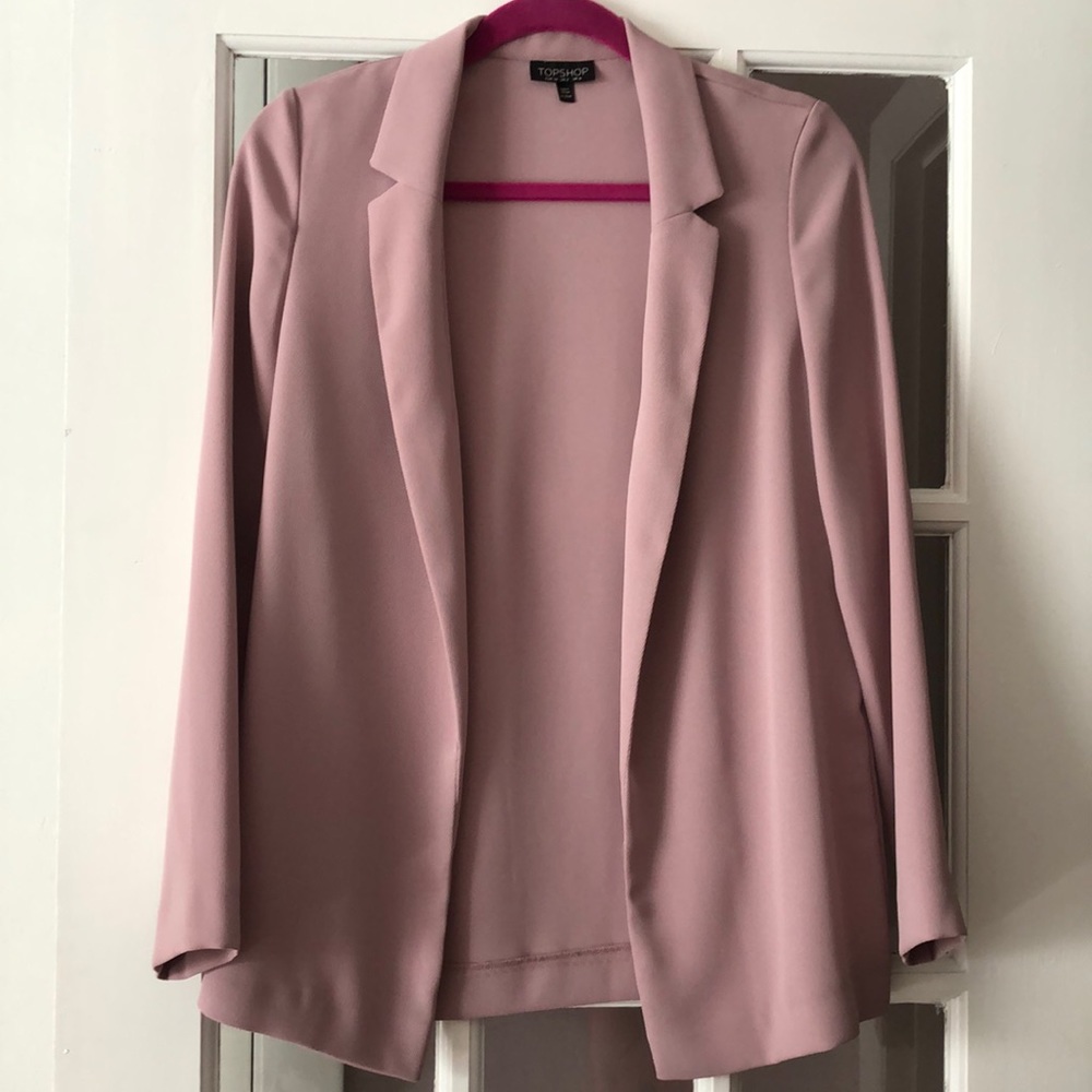 Topshop boyfriend blazer, blush, size 2